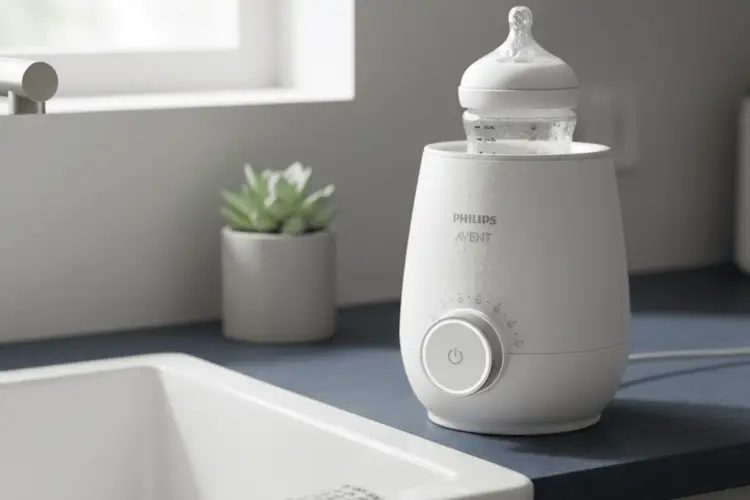 Flessenwarmer op aanrecht