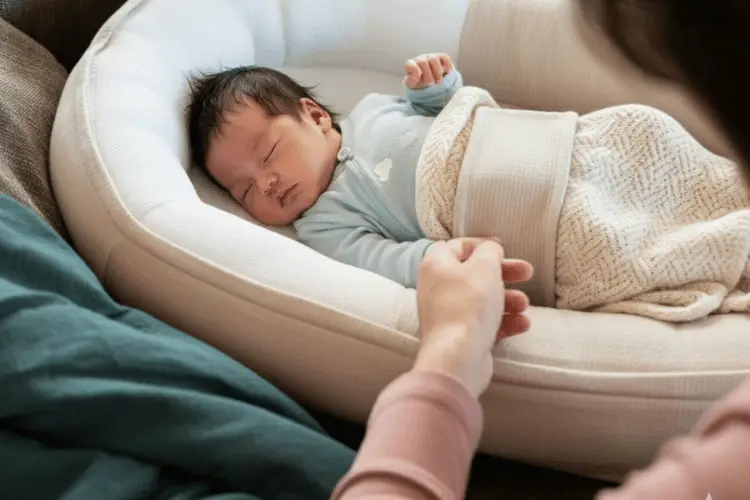 Baby in babynestje slaapt