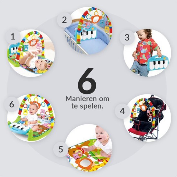 Buxibo 3-in-1 Piano Babygym speelmanieren