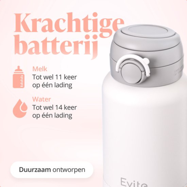 Evite Draagbare Flessenwarmer batterijduur