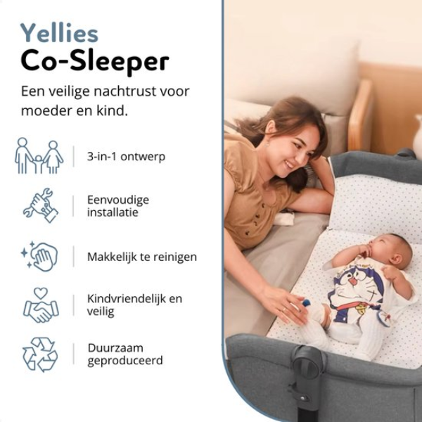 Yellies Co Sleeper naast bed