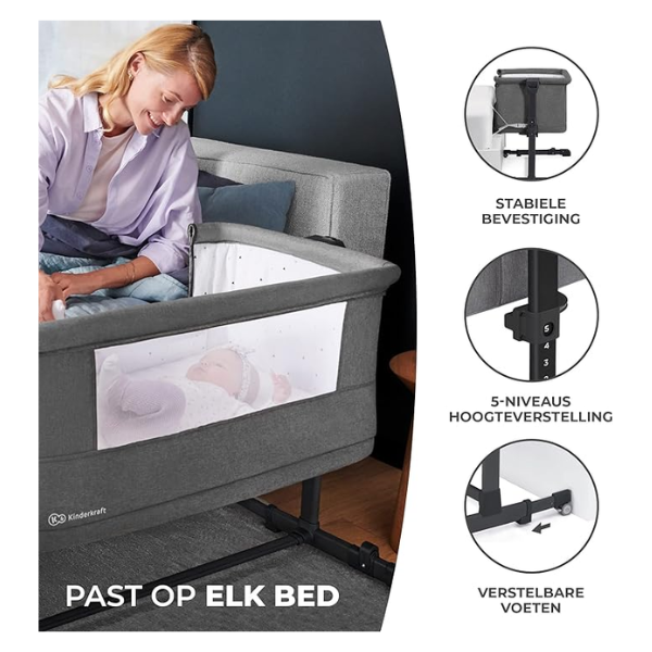 Kinderkraft NESTE GROW past aan bed