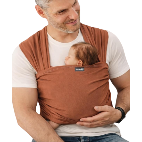 Hoppediz Elastische Draagdoek vader en baby